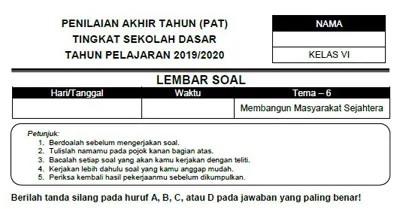 soal pat kelas 6 pdf