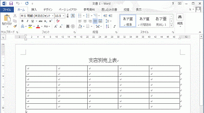 表が作成できました