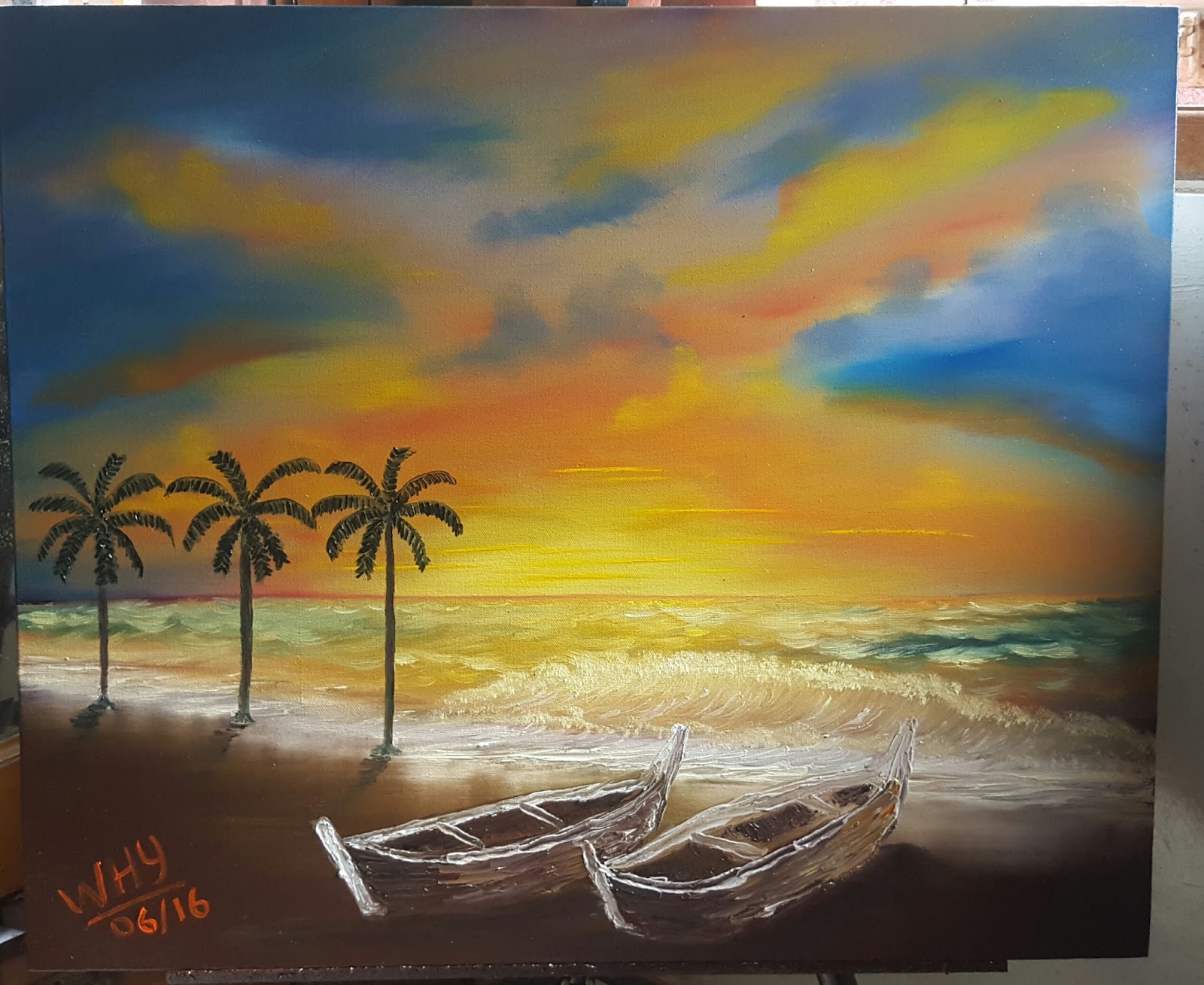 Galeri Lukisanku My Painting Gallery Senja Kala Di Pantai