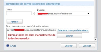 Eliminar Alias en BPOS Eliminar Alias en BPOS