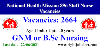 National Health Mission 2664 Staff Nurse Jobs