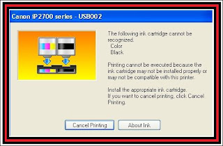 Canon IP2770 : The following ink cartridge cannot be recognized