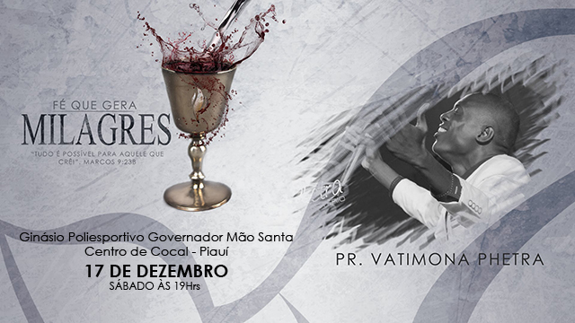 Participe: Pastor Vatimona Phetra se apresenta em Coca dia 17 de dezembro 