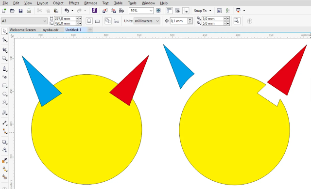 Cara Mudah Memotong Objek Di CorelDraw Dengan Shaping Tools