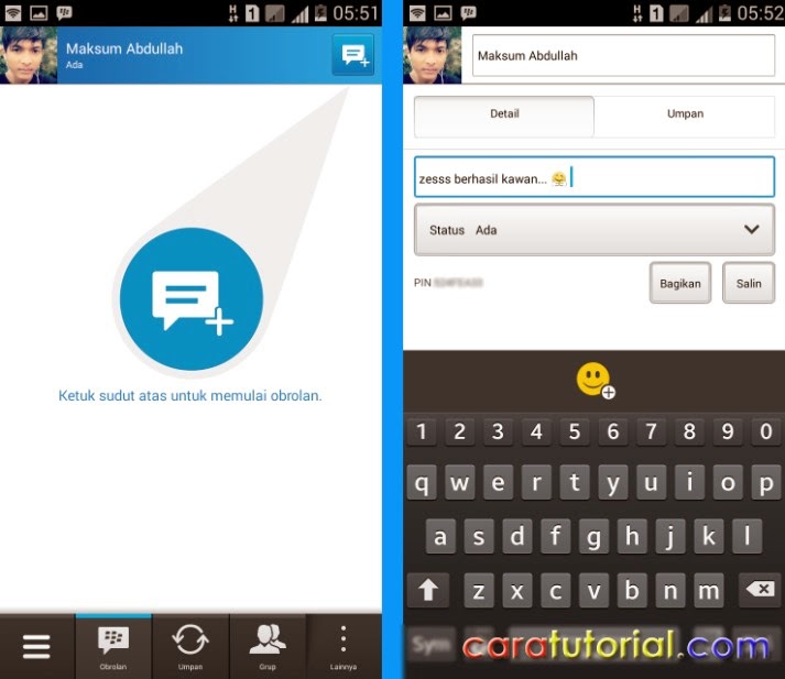 Membuat akun baru BBM di android berhasil