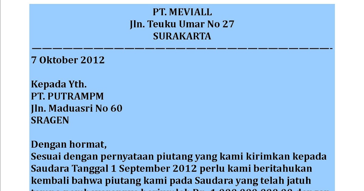 Akuntansi puna 'na MEVI: Surat Penagihan