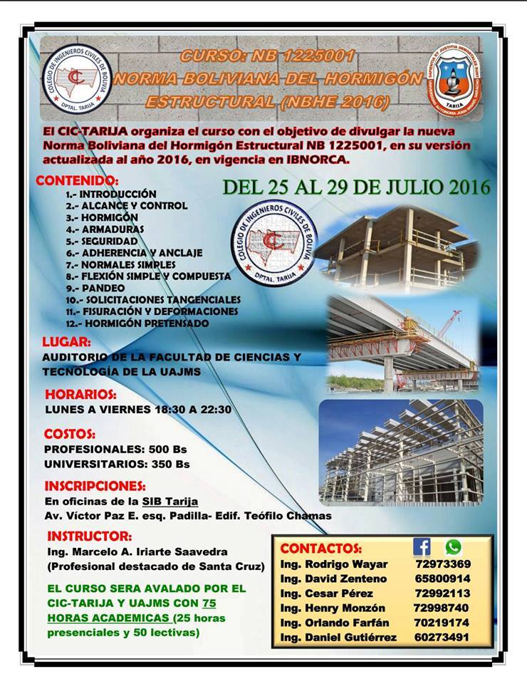 Colegio De Ingenieros Civiles Departamental Tarija 2016