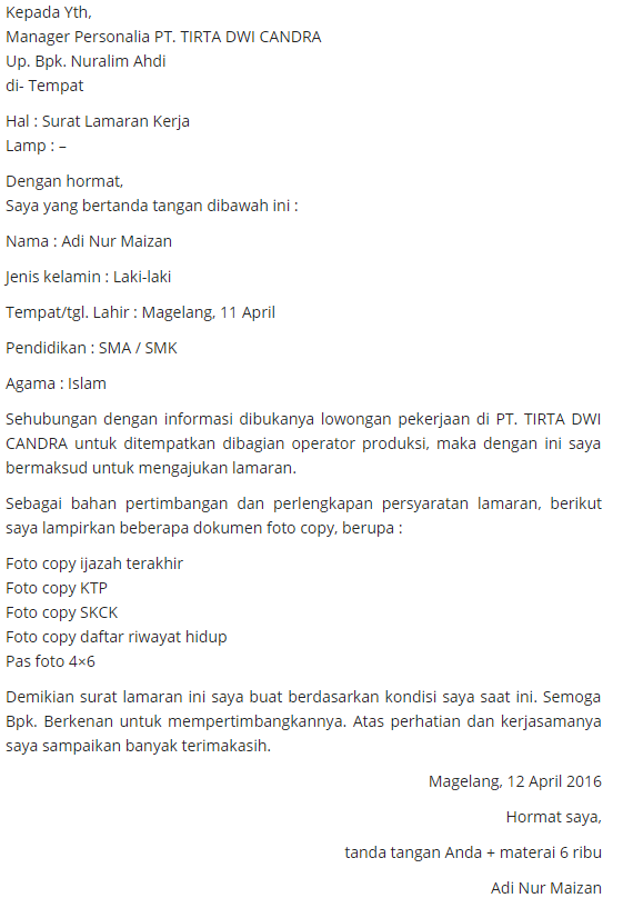 25+ Contoh Surat Lamaran Kerja Yang Baik & Benar (Inggris 