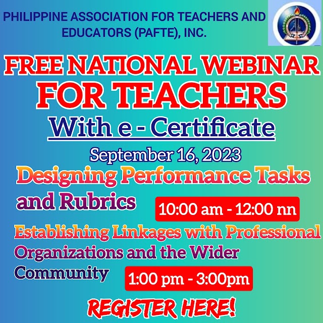 Free National Webinar for Teachers with e - Certificate | September 16, 2023 | Register here! 