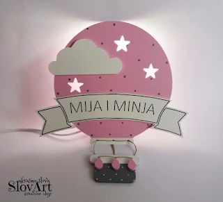 Zidna lampa balon sa imenom  Mija i Minja