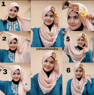 Cara Praktis Memakai Jilbab Dengan Hiasan Headband 