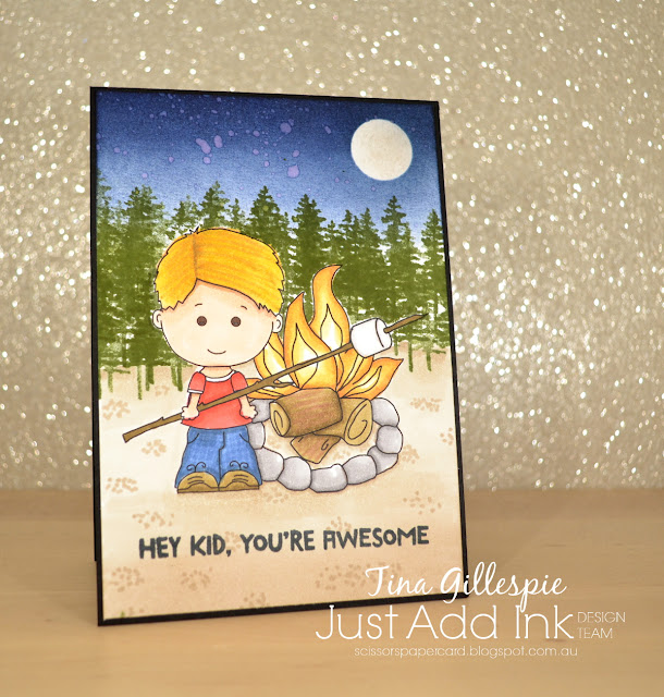 scissorspapercard, Stampin' Up!, Graphics Dollar, Just Add Ink, Linus Goes Camping, Waterfront, Treehouse Adventure, Stampin' Blends