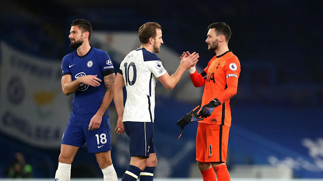Tottenham duo Harry Kane and Hugo Lloris pictured together during their match against Chelsea in the Premier League