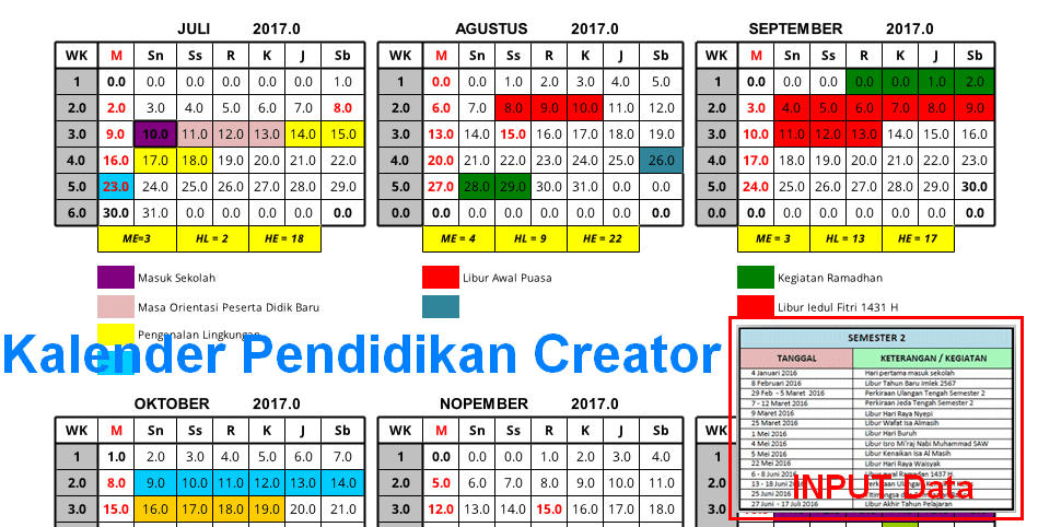 Kalender Pendidikan Tahun 2016-2017 Bisa Dibuat dengan 