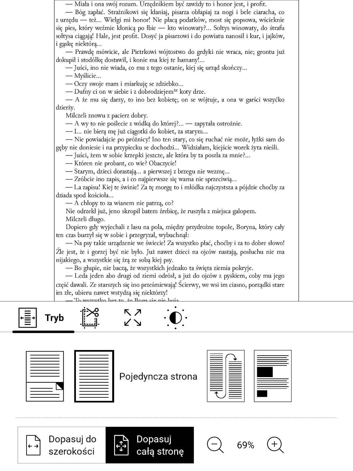 PocketBook InkPad 4 – strona pliku PDF przed włączeniem trybu reflow