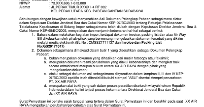 Contoh Surat Pernyataan Keabsahan Dokumen Import Indonesia Undername Import Export Blog