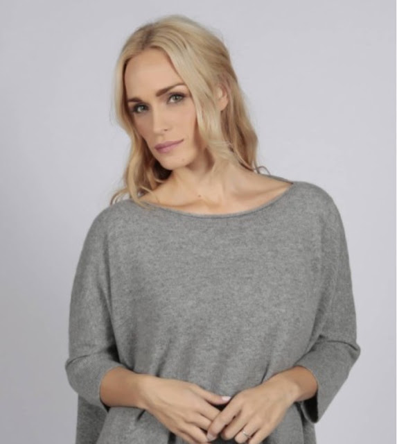 Italy In cashmere light grey pure cashmere short sleeve oversized batwing sweater