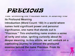 meaning of the name "PRECIOUS"