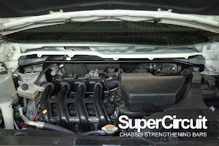 Nissan Serena S-Hybrid C27 engine bay with the SUPERCIRCUIT Front Strut Bar installed.