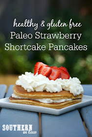 Healthy Strawberry Shortcake Pancakes Recipe - low fat, gluten free, healthy, high protein, paleo, grain free, clean eating friendly, low carb