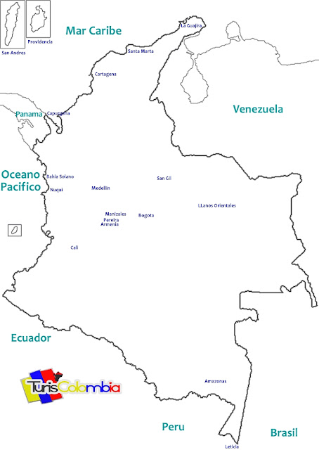 mapa de colombia para pintar