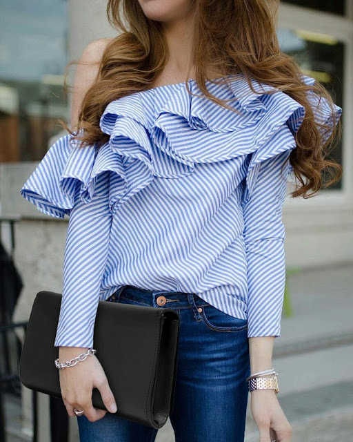 One shoulder ruffle top