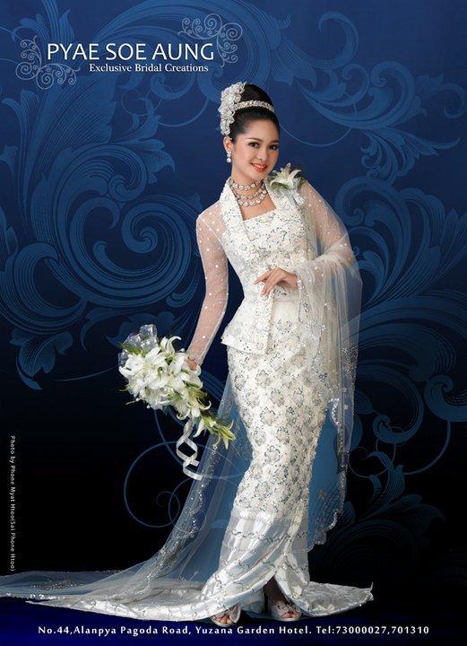 myanmar wedding dress design