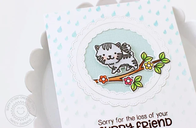 Sunny Studio Stamps: Rain Showers Pet Sympathy Fancy Frames Card by Nancy Damiano