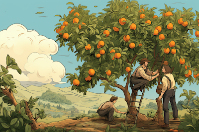 harvesting oranges