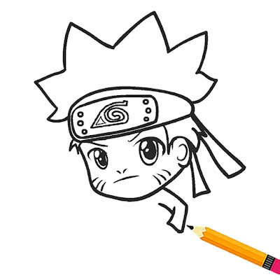 Como desenhar o rosto do NARUTO CHIBI passo a passo 