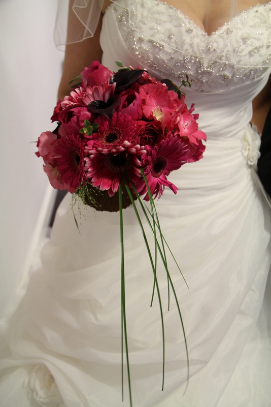  Pink Peonies Gerberas Hydrangeas and Black Calla Lilies finished off 