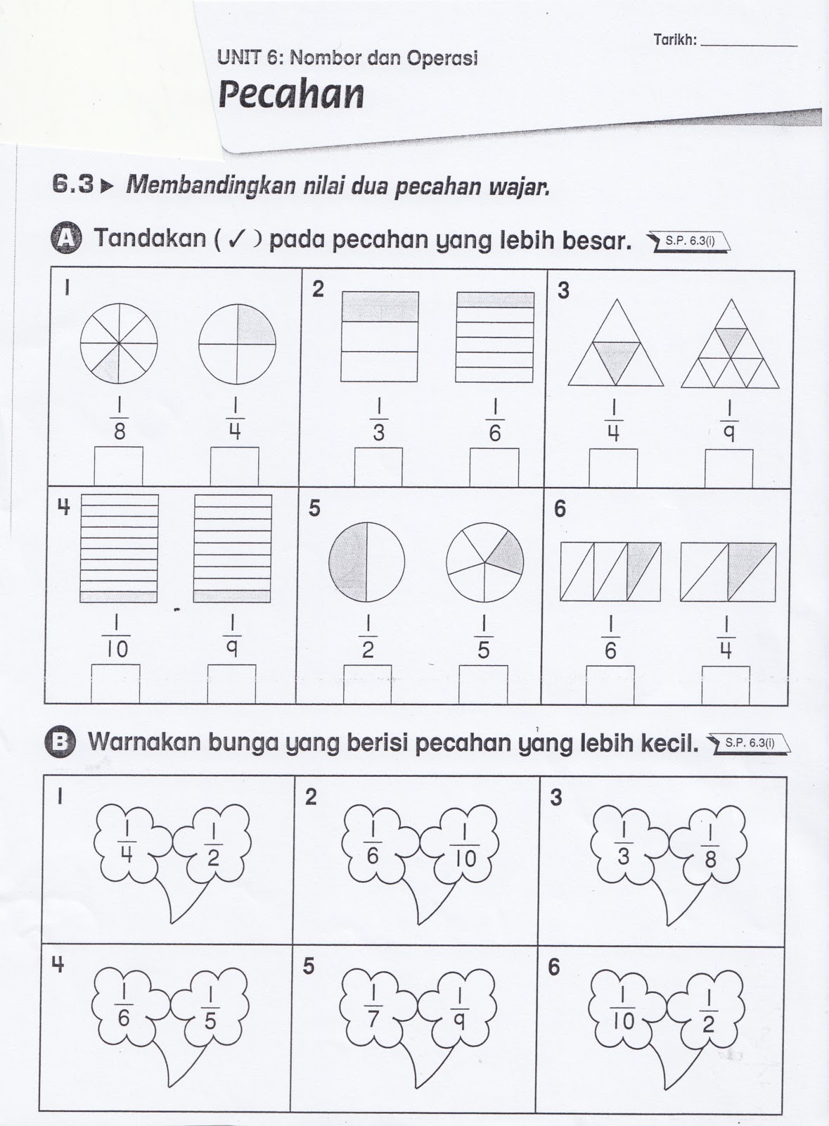 Latihan Pecahan Tahun 1