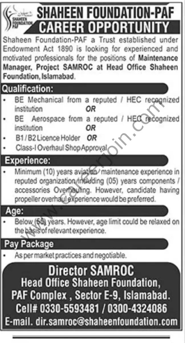 Jobs in Shaheen Foundation PAF