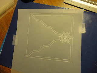 Parchment with frame and one snowflake