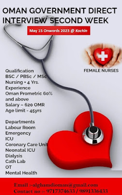 Urgently Required Nurses  for Oman Government - Direct Interview