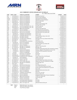 Nascar Schedule 2012