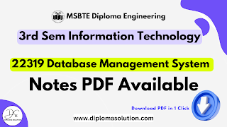 22319 Database Management System Notes PDF | MSBTE CO Database Management System All Units Notes PDF