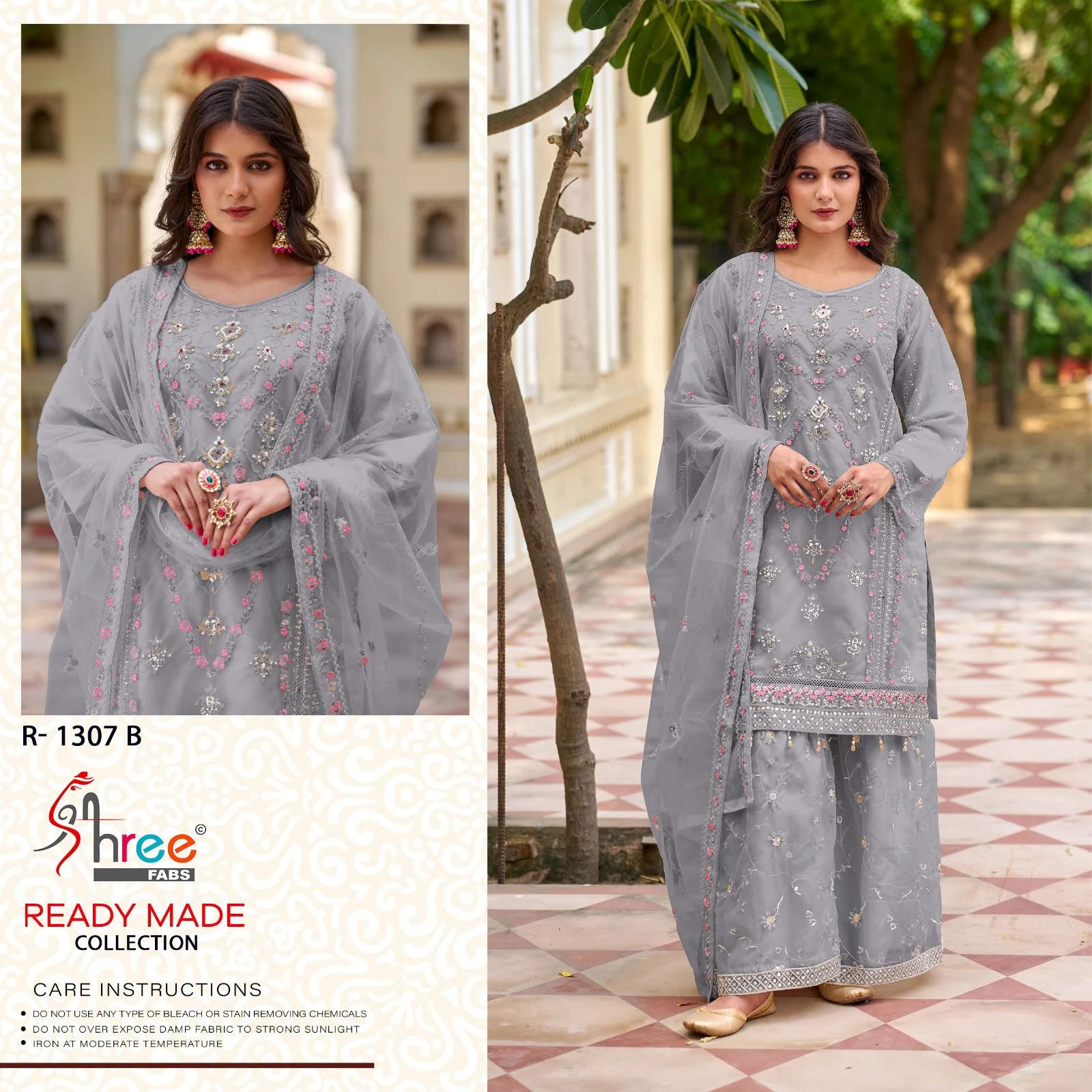 R 1307 Abcd Shree Fabs Organza Khatli Work Pakistani Readymade Suits
