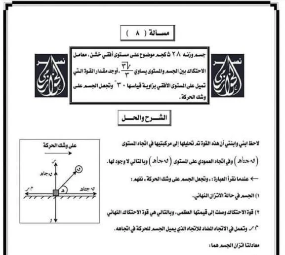 مراجعة الخوارزمي رياضيات ( استاتيكا وديناميكا نظام جديد ) للصف الثالث الثانوي 2021