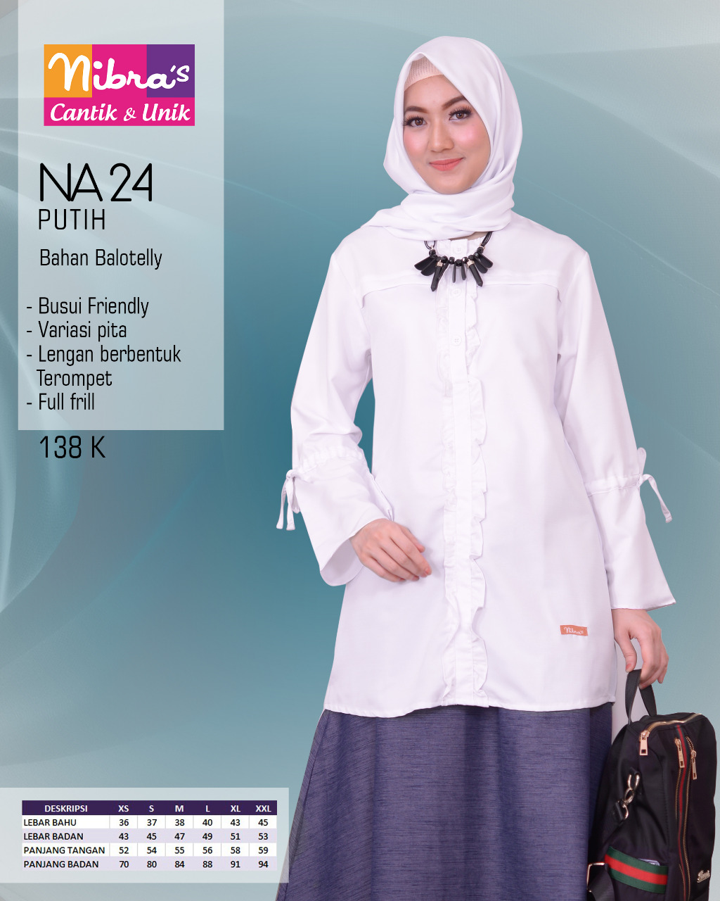  BAJU  ATASAN  BLOUSE KATUN MUSLIMAH  NIBRAS NA 24