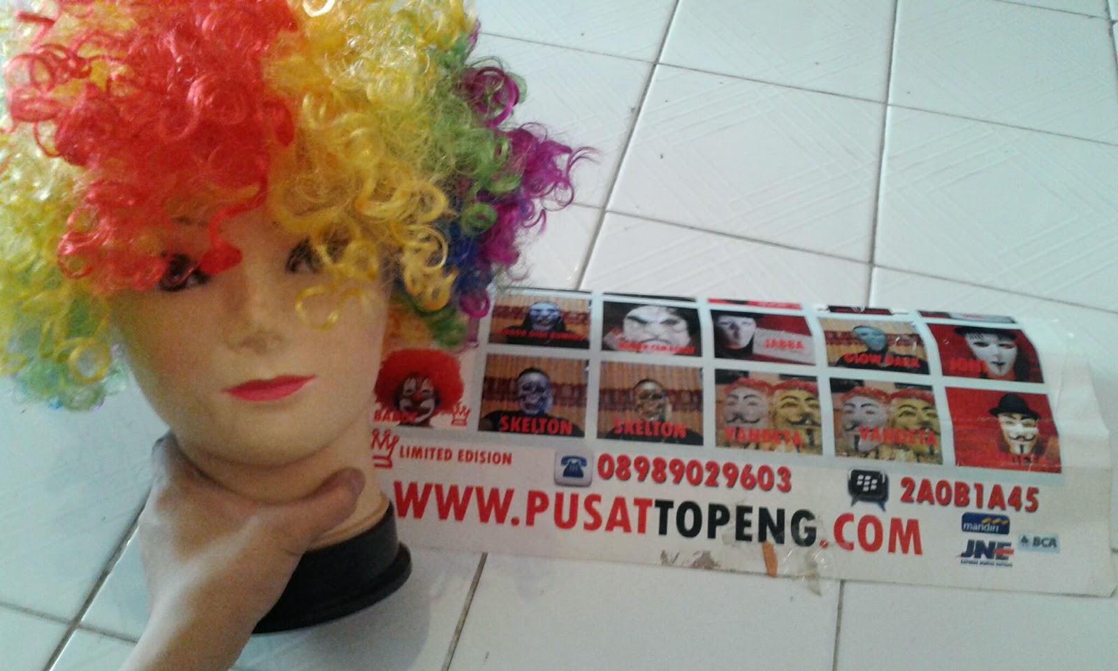 Jual rambut kribo badut kribo warna warni PUSAT TOPENG