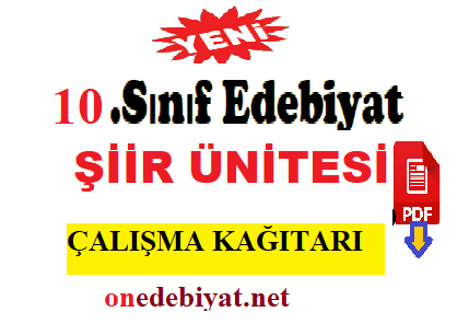 10.Sınıf Edebiyat Şiir Ünitesi Çalışma Kağıdı