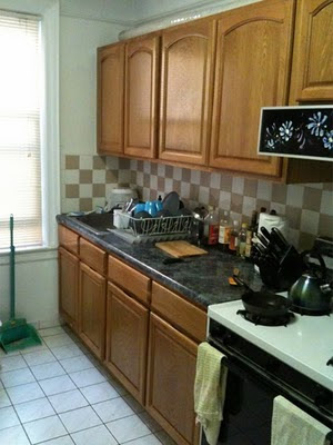 The kitchen in my sublet apartment