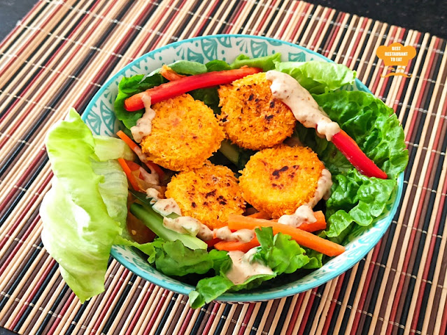 Japanese Style Salad With Breaded Scallop