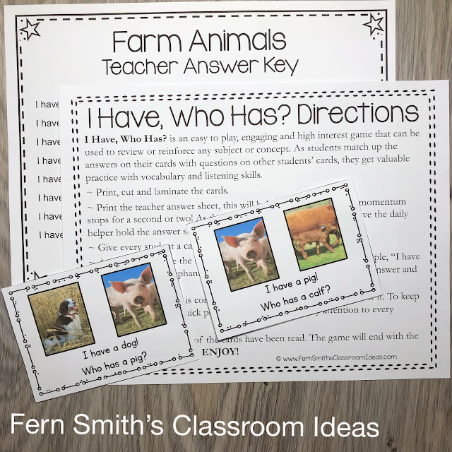 Click Here to Download The Farm Animal Vocabulary I Have, Who Has? Card Games!