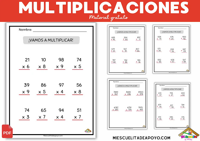 Ejercicios multiplicaciones 3 Primaria