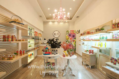 Thiết kế shop mỹ phẩm đẹp, sinh động.