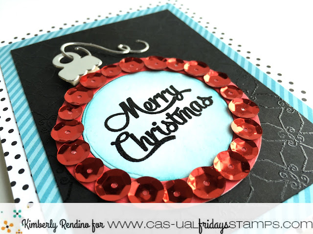 holiday | christmas | sequins | ornament |  handmade card | cardmaking | papercraft | cas-ual fridays stamps | kimpletekreativity.blogspot.com | clear stamps | embossing powder