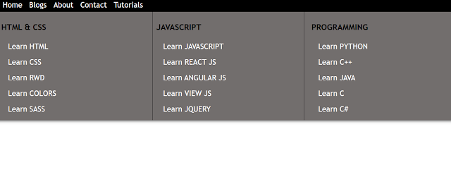 How to create a mega dropdown menu in html css with source code