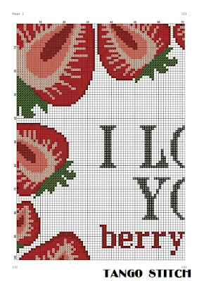 I love you berry much funny Valentines cross stitch pattern
